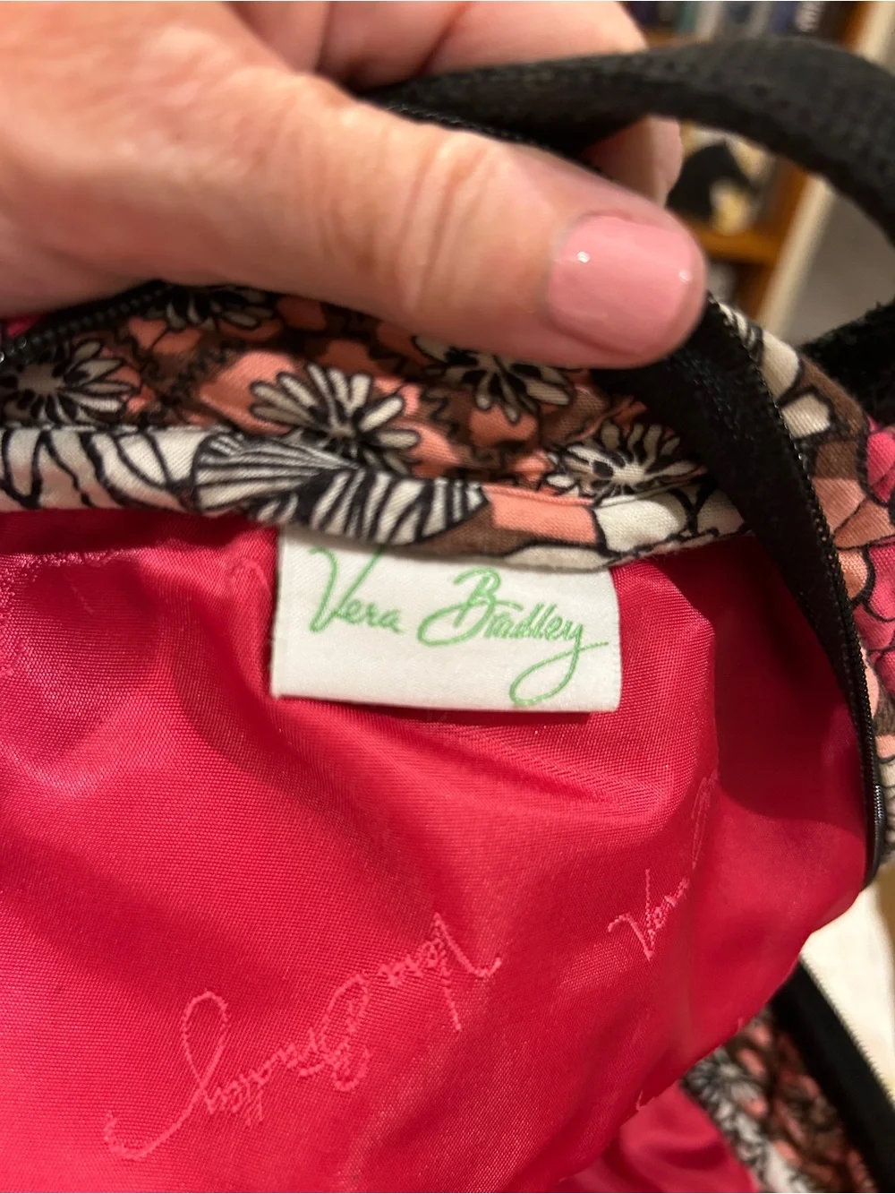 Vera Bradley Quilted Floral Backpack in Pink, White and Brown